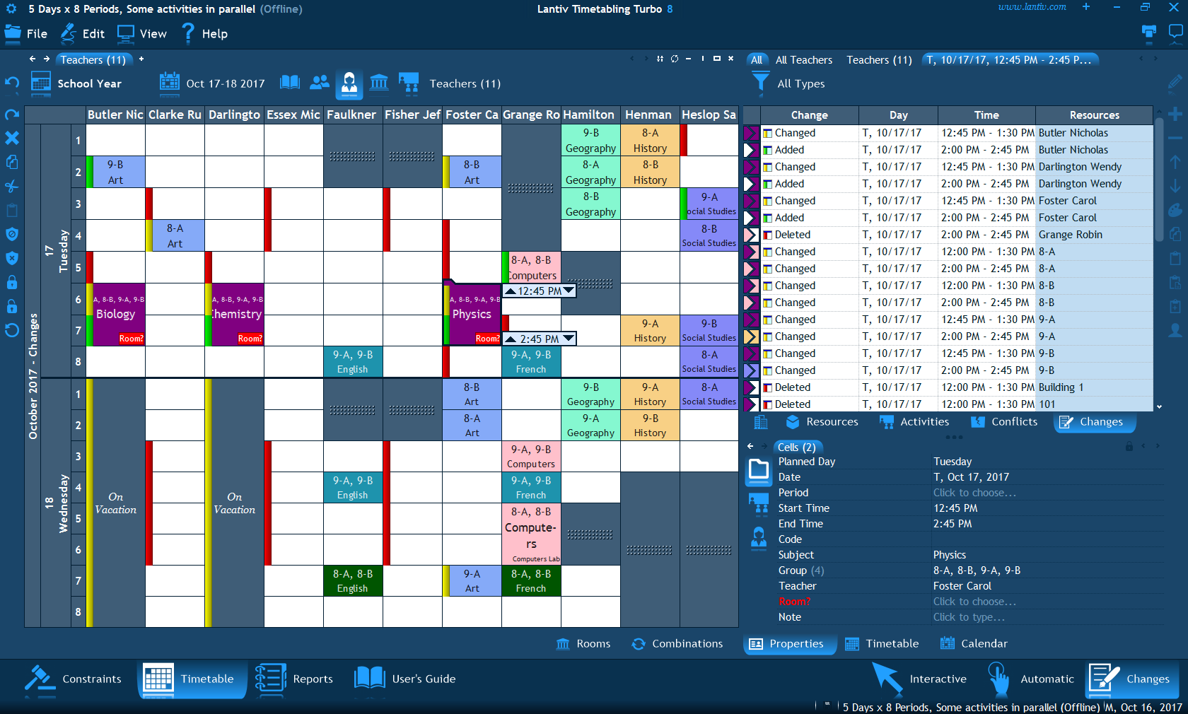 TIMETABLING TURBO 8 School Timetable Software Scheduler 